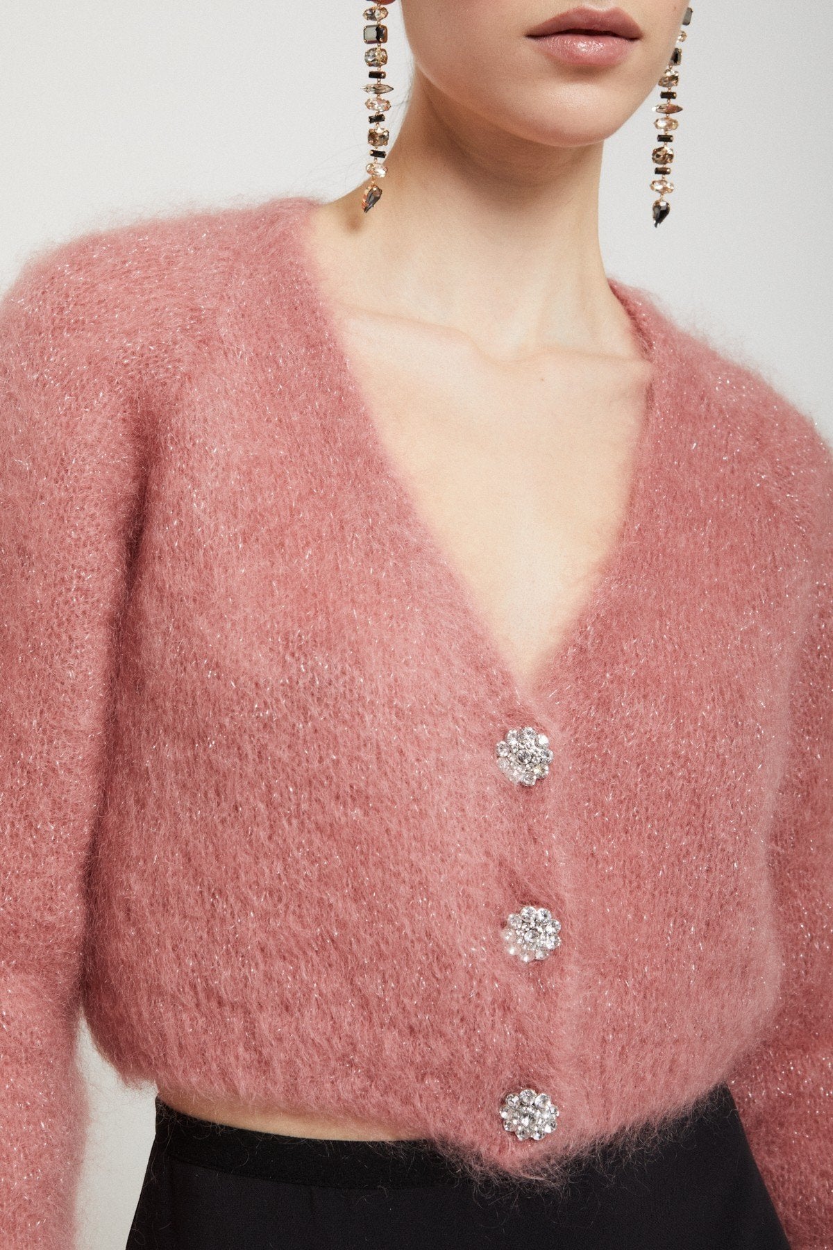 Crop Mohair Fluffy Cardigan