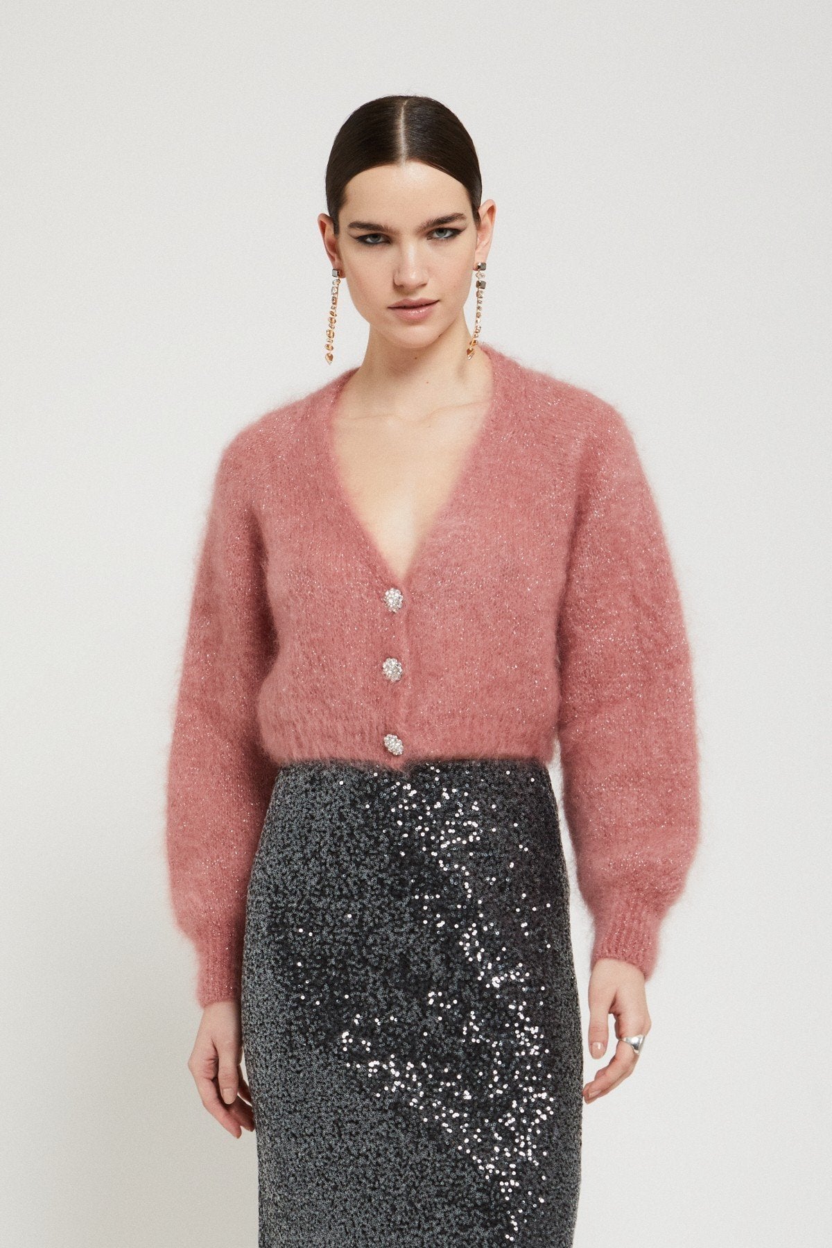 Crop Mohair Fluffy Cardigan