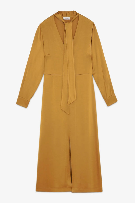 Pure Viscose long dress with V neck