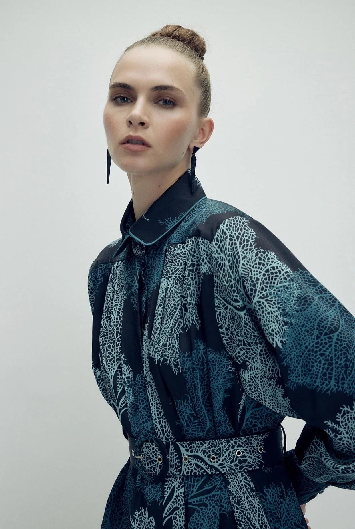 Sharleen Printed  Long Shirt Dress