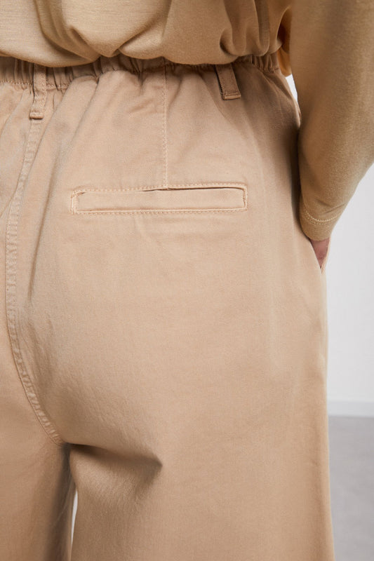 Wide leg cotton tailored trousers