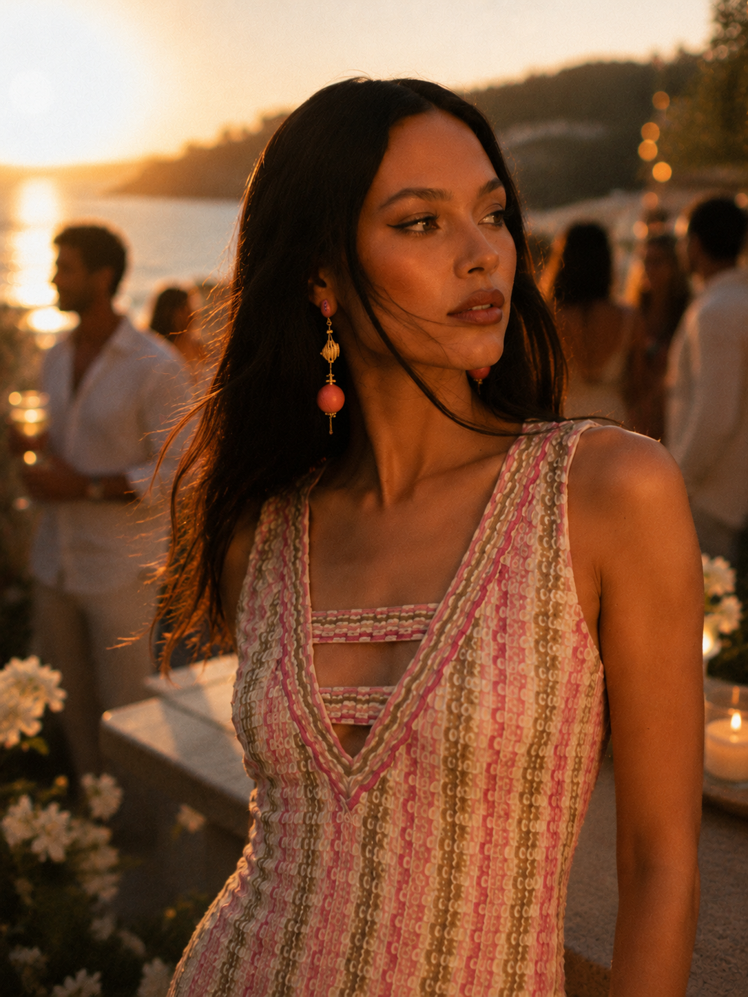 Close up knited summer cocktail dress