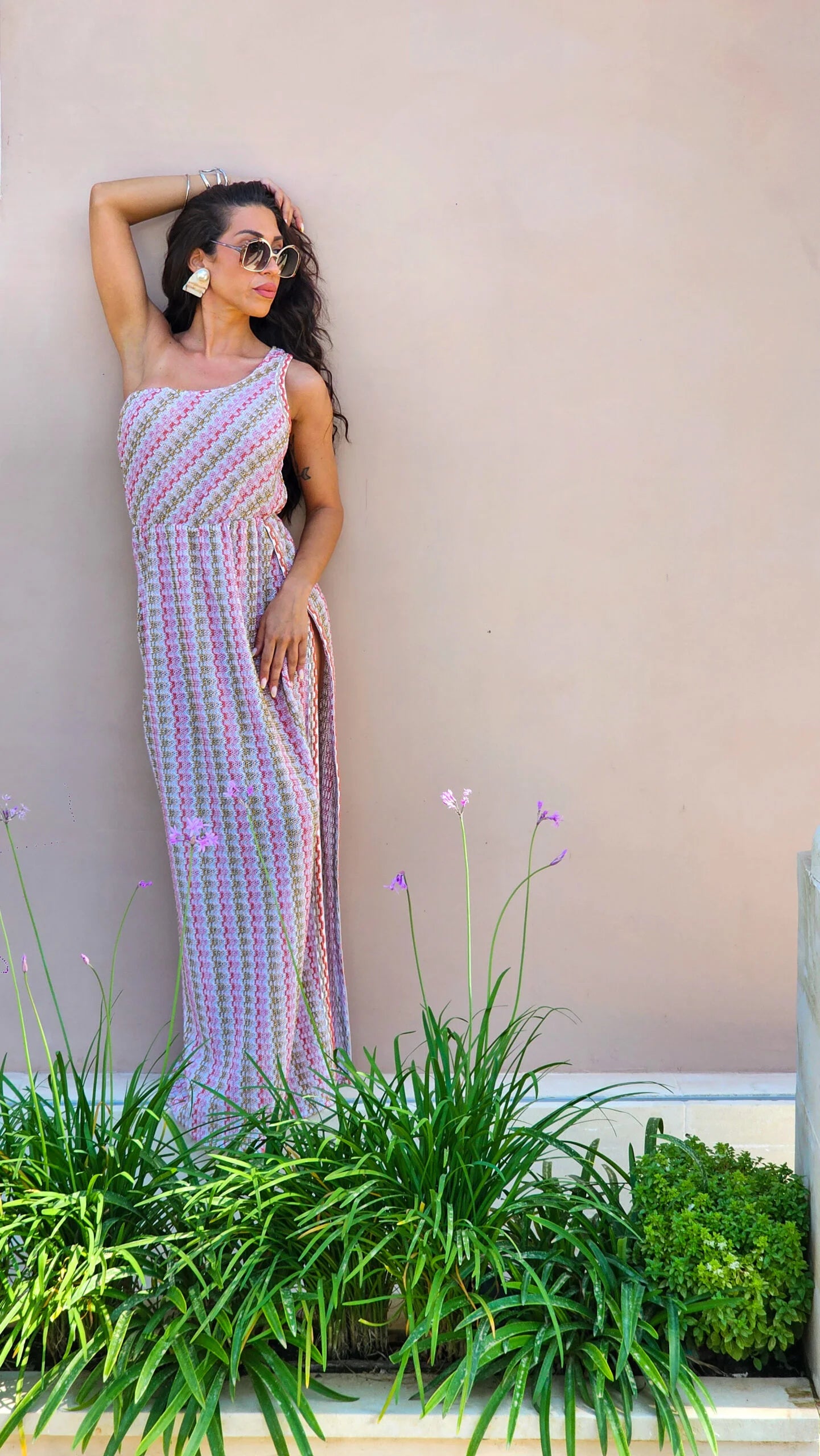 One-Shoulder Knit Maxi Dress
