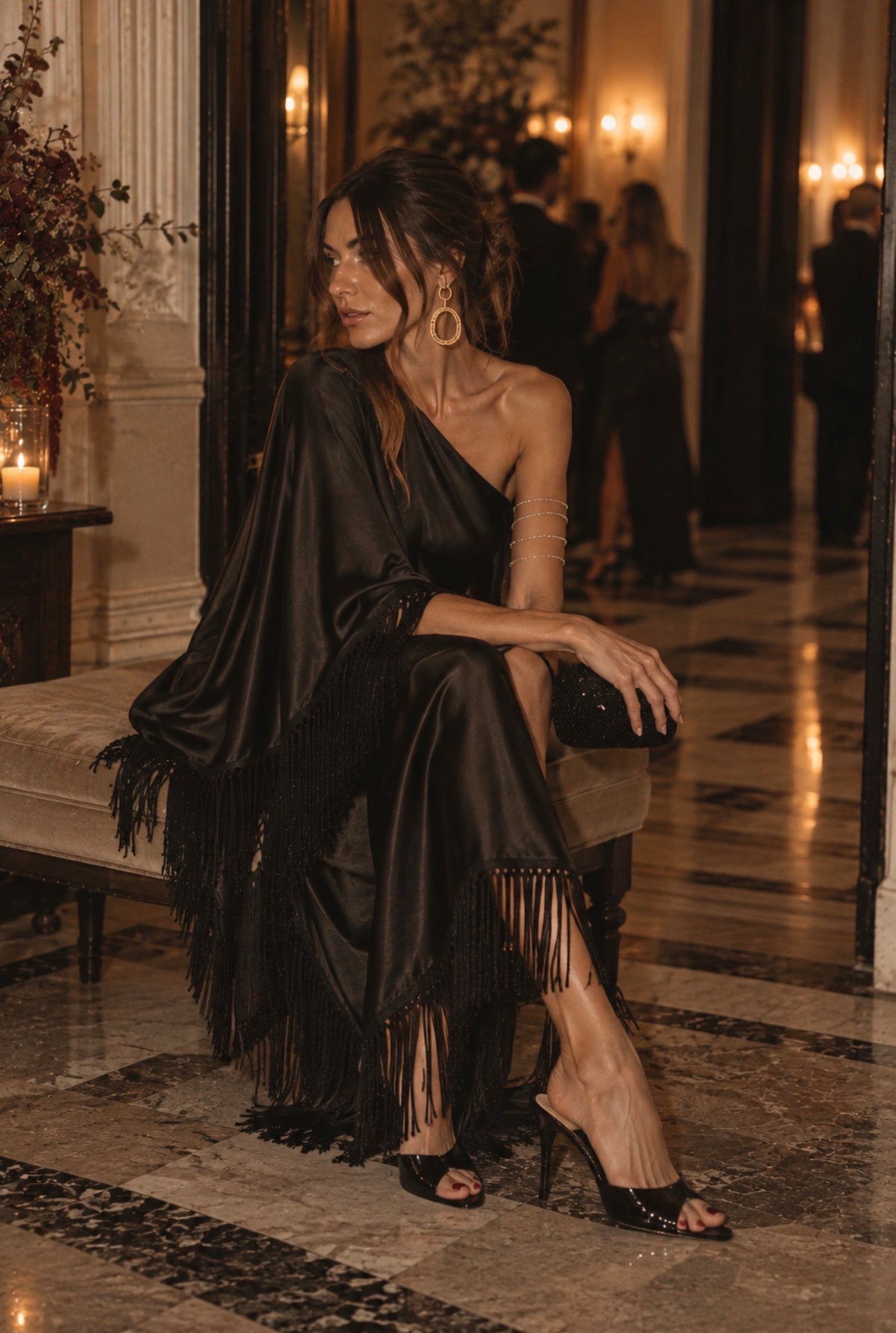 Alma Sanchez Anobi black designer evening dress