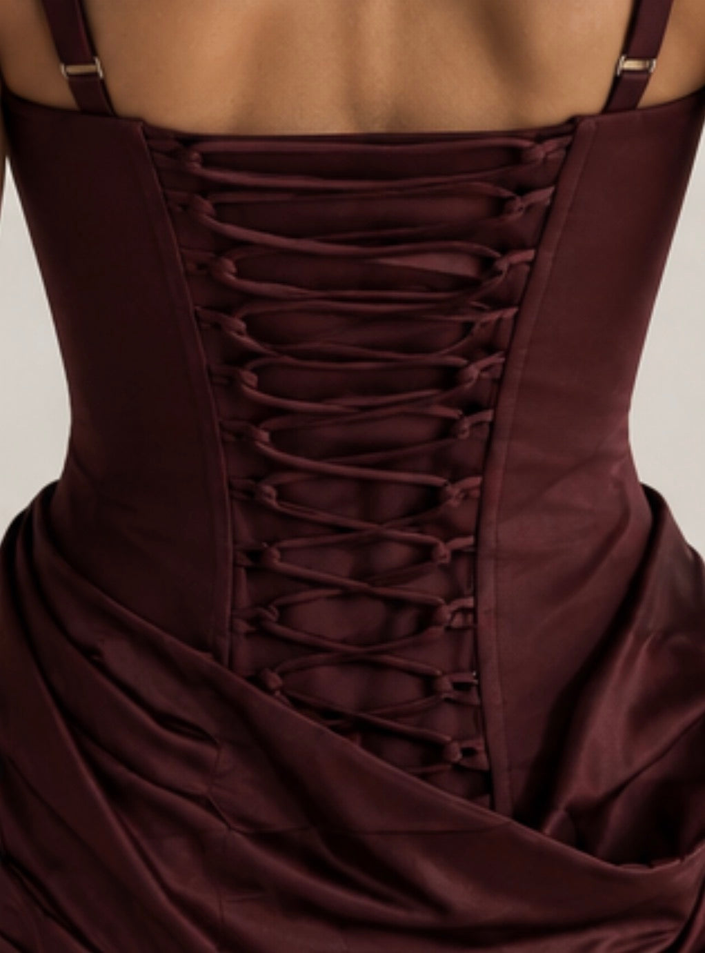 Bordeaux mini dress with adjustable corset back