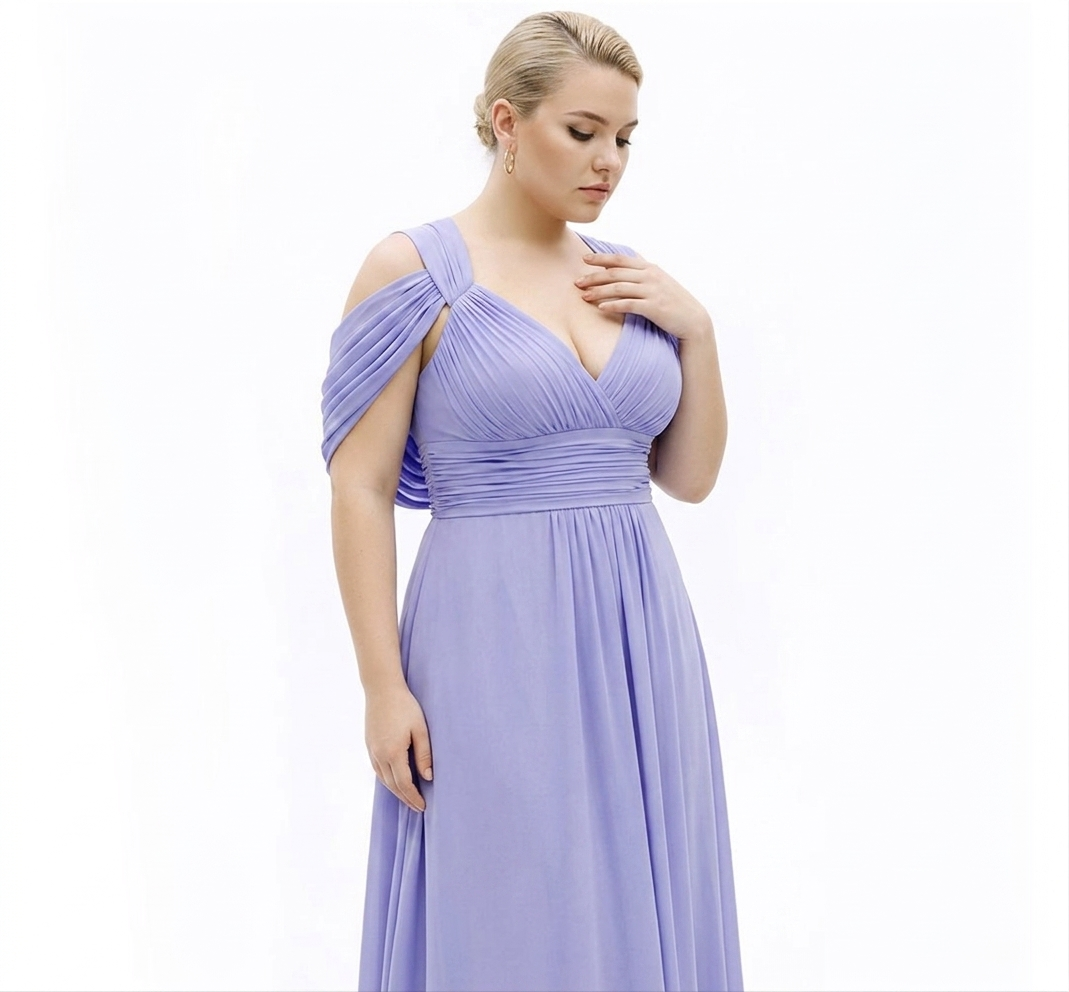 maxi dress featuring a removable cape scarf and elegant floor-length silhouette. SOPHiEL