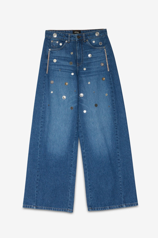 Relax Cut Jeans with Embroidery and Appliqués