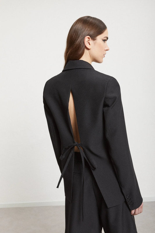 Black Open-Back Tailored Blazer