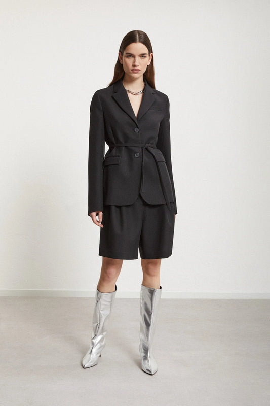 Black Open-Back Tailored Blazer
