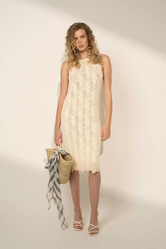 Ivory Crochet Midi Dress