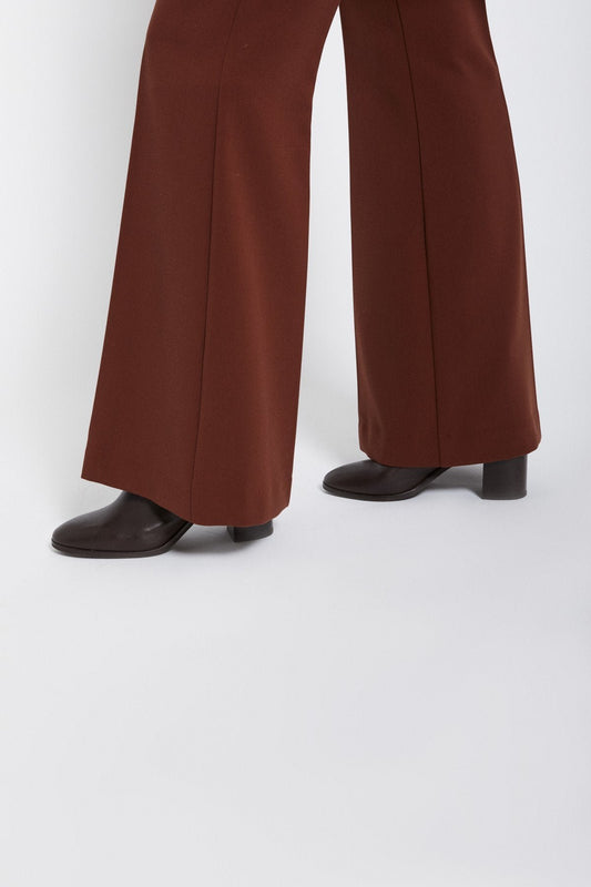 Brown Flared Tailored Trousers