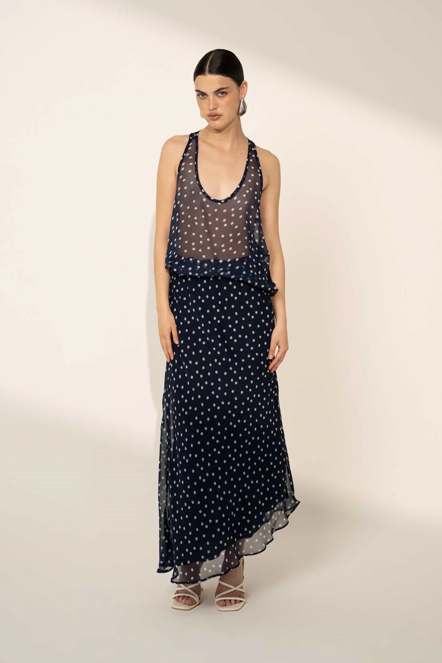 Sheer Polka Dot Maxi Skirt
