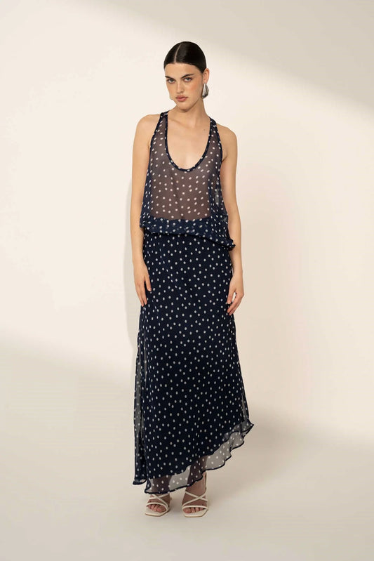 Sheer Polka Dot Maxi Skirt