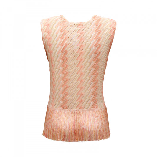 zigzag knit peplum top in rose color