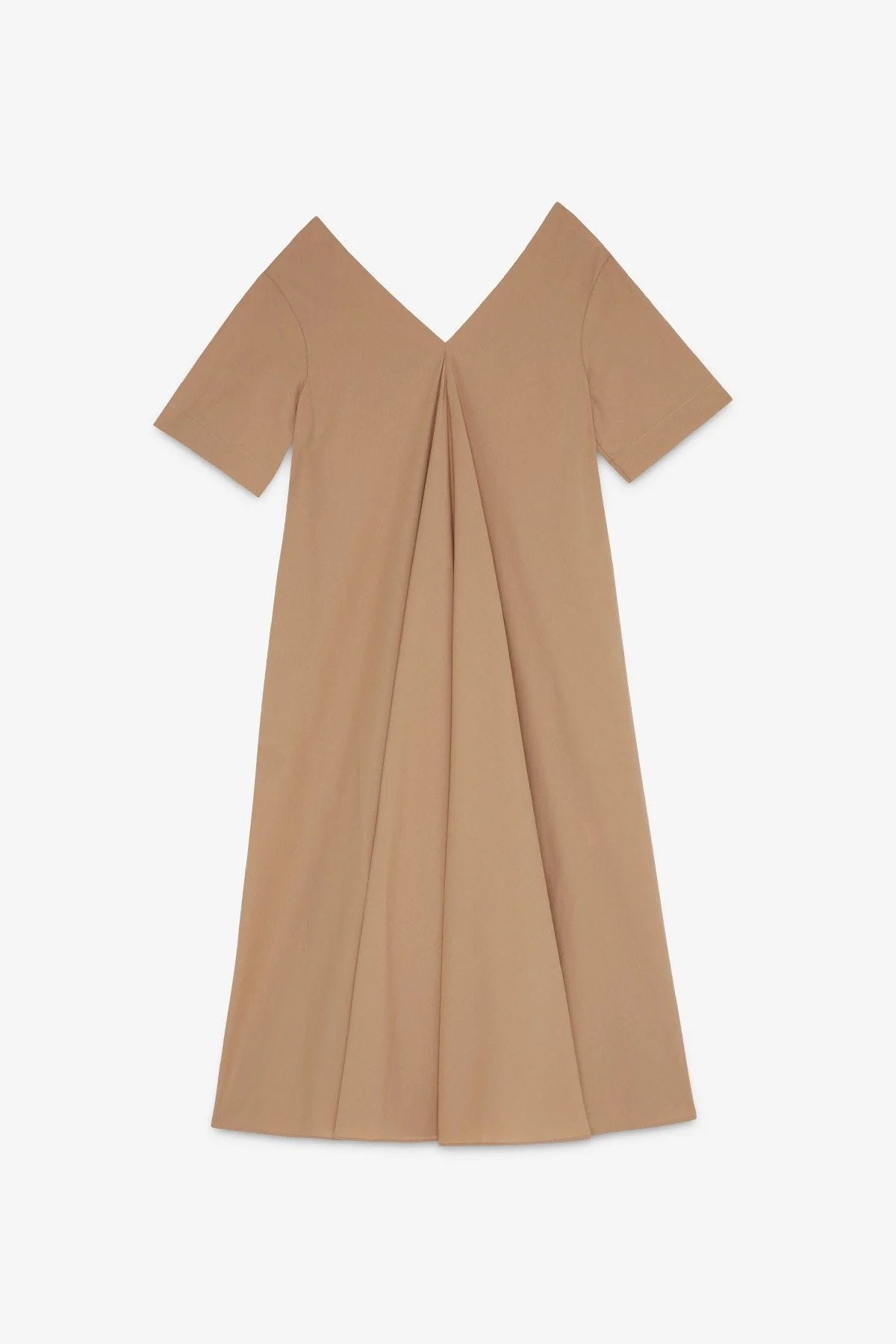 Poplin V-Neck Midi Dress