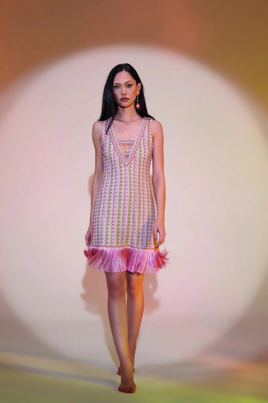 Fringed Knit Maxi Dress