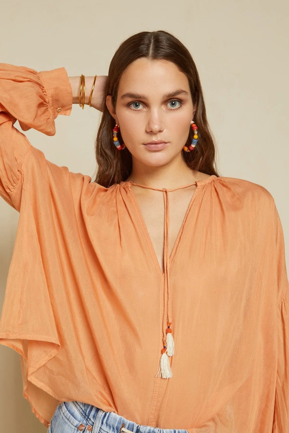 Sunwashed Silk-Blend Blouse