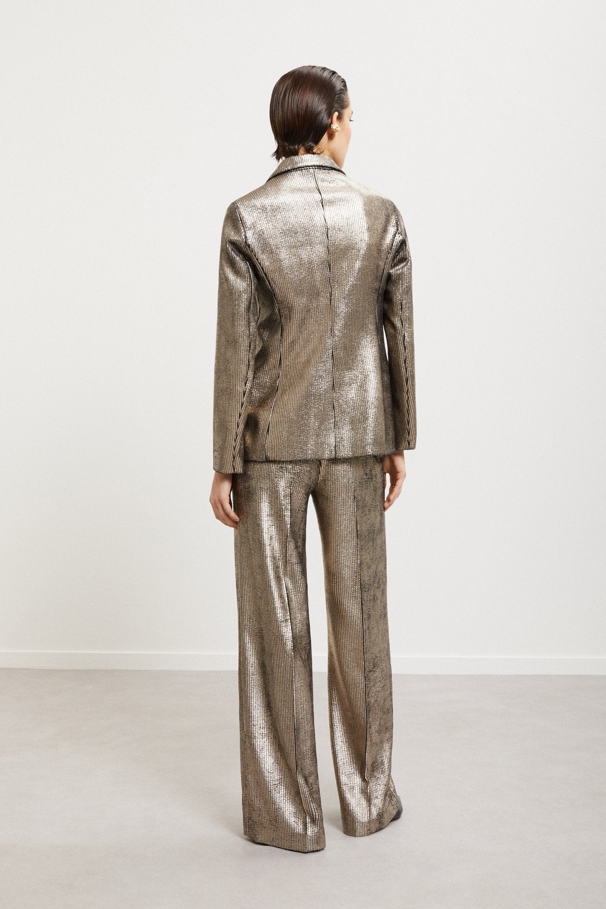 Ribbed Metallic Trousers
