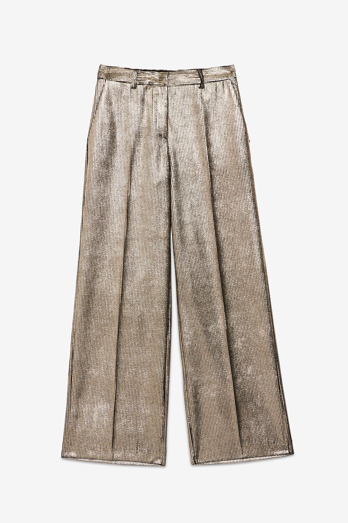 Ribbed Metallic Trousers