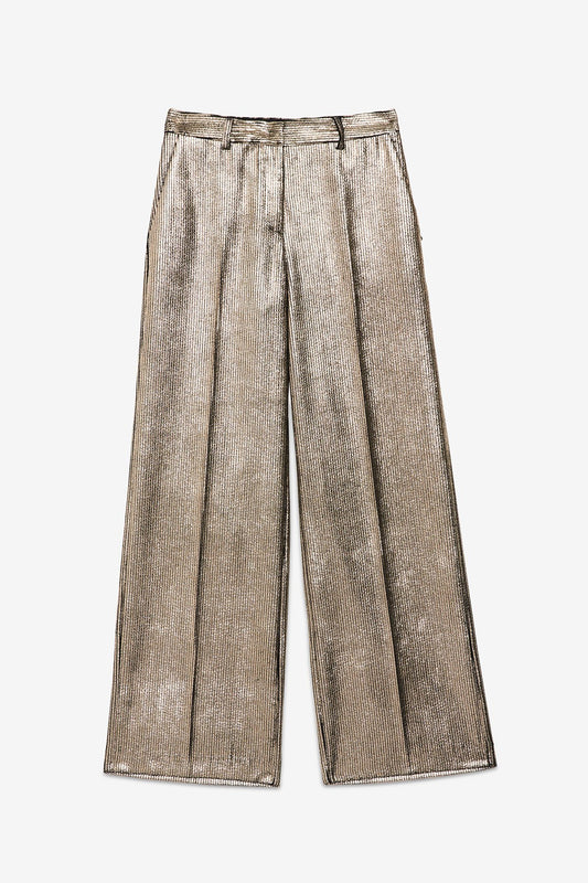 Ribbed Metallic Trousers