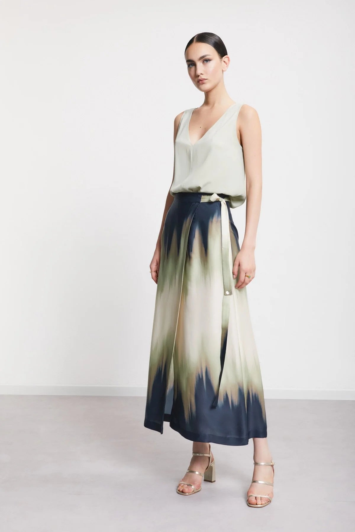 Fluid Ombre Viscose Wrap Skirt