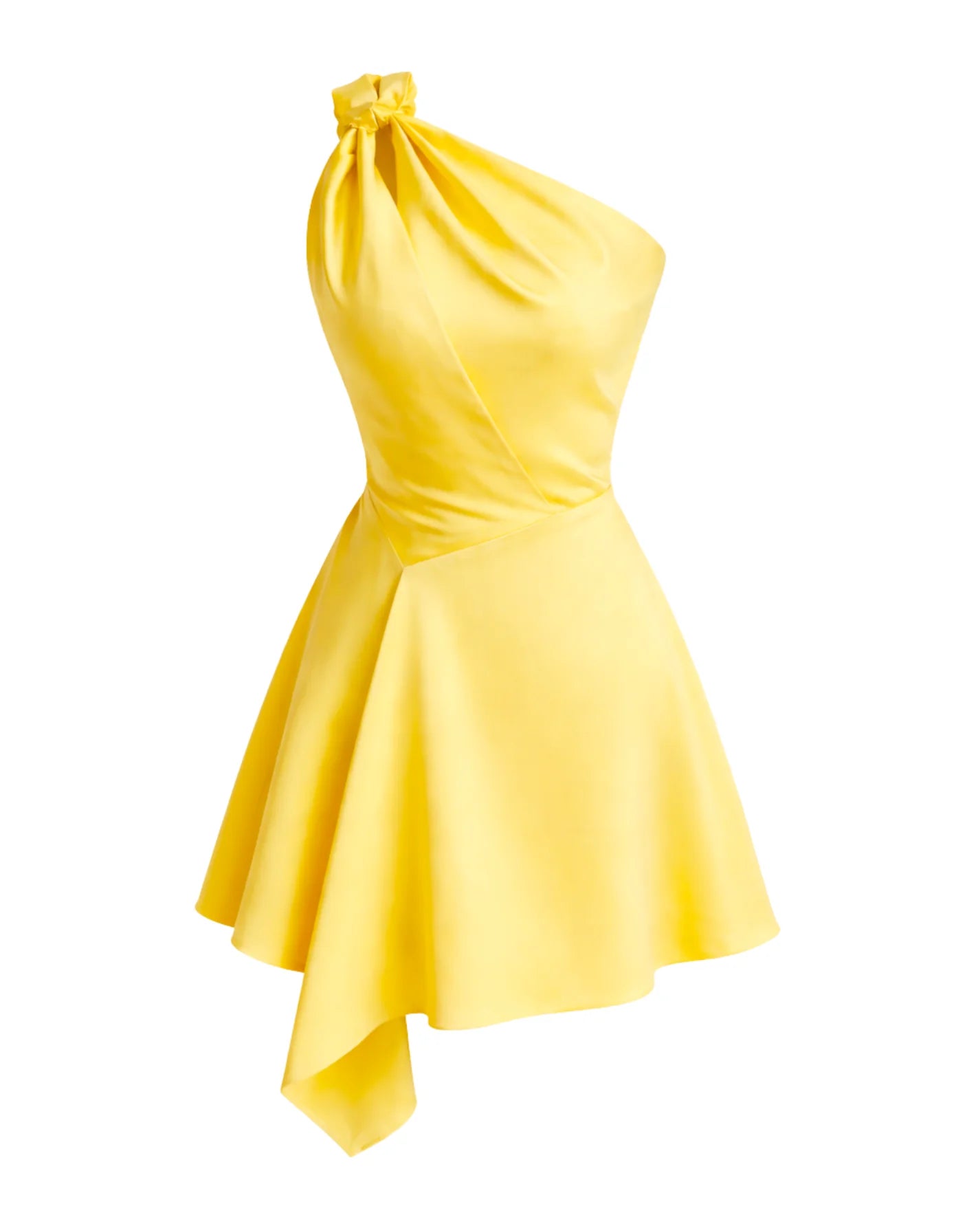 sun yellow mini dress asymmetric neckline sophiel