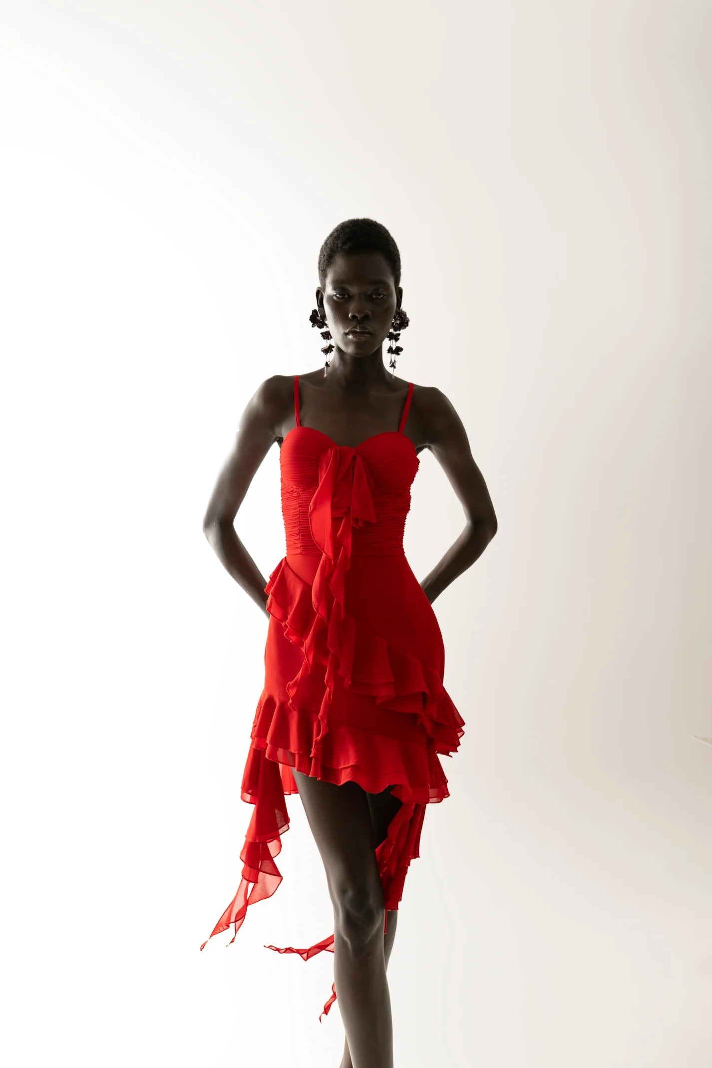 NARA Red Dress | Asymmetrical Mini Evening Dress
