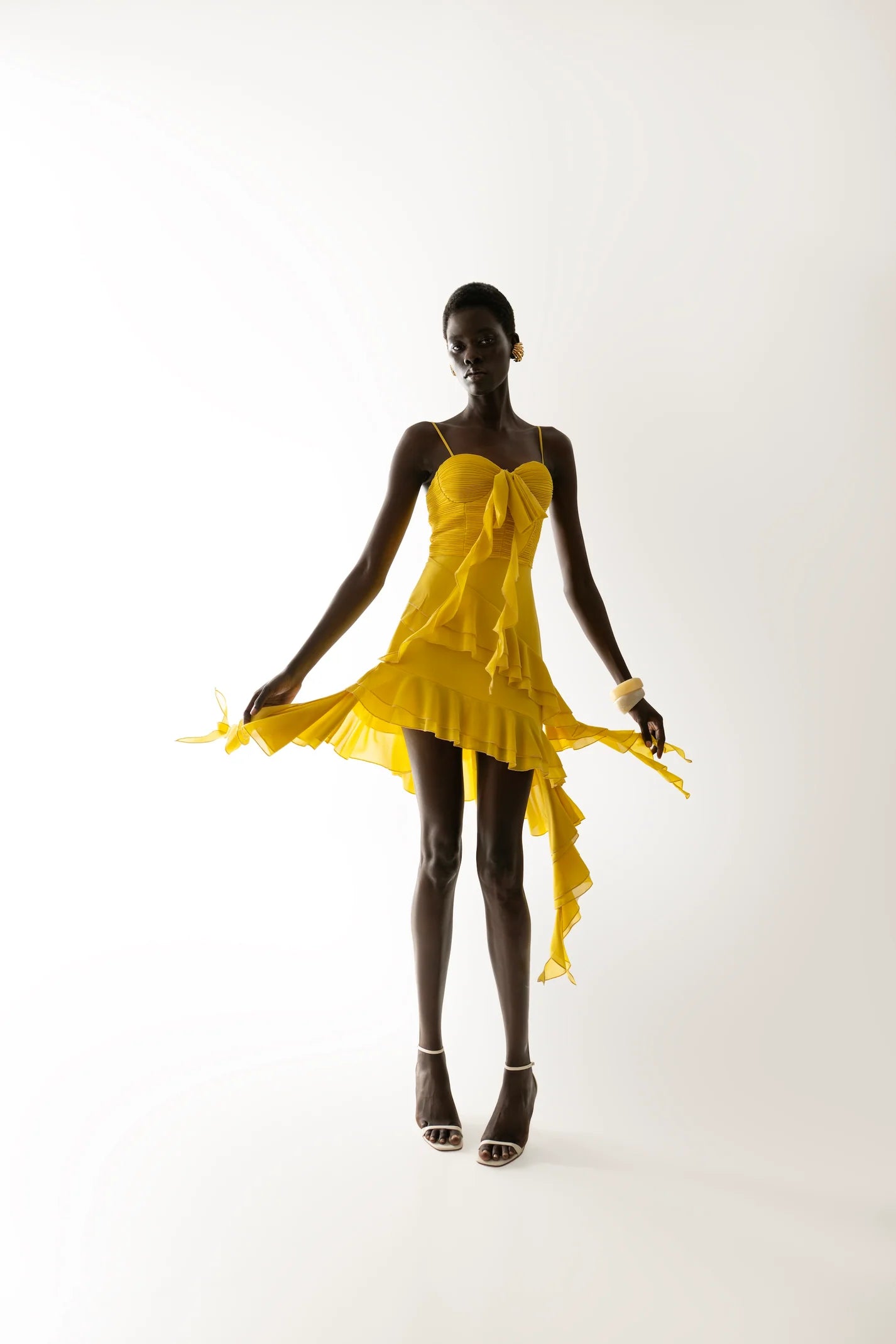 NARA Yellow Ruffled Mini Dress