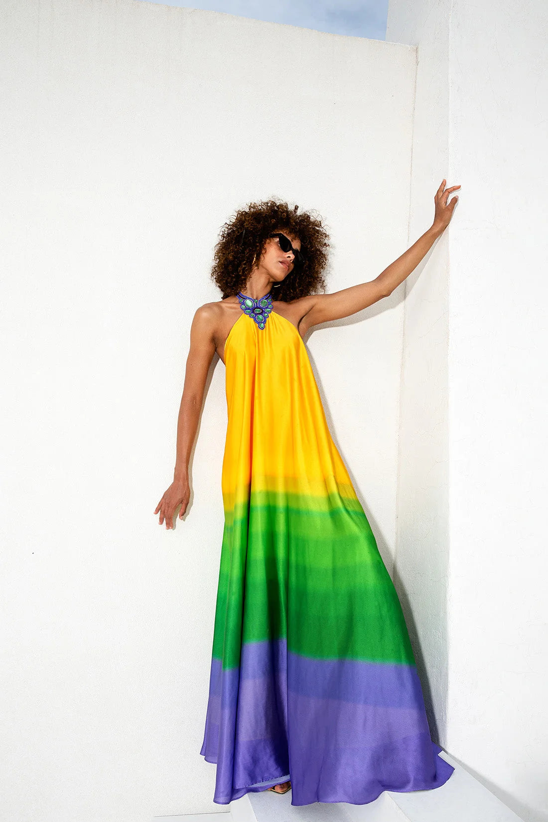 Halter Satin Long Dress