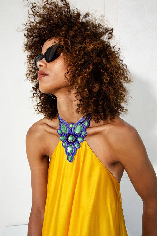 Halter Satin Long Dress