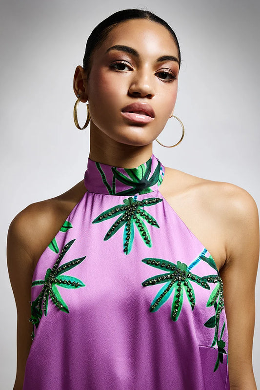 Halter Neck Open Back Dress