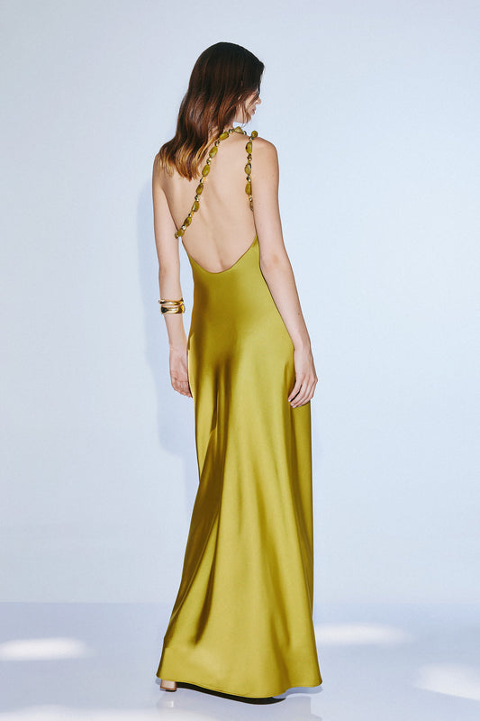 open back dress with chain and stones detail SOPHiEL