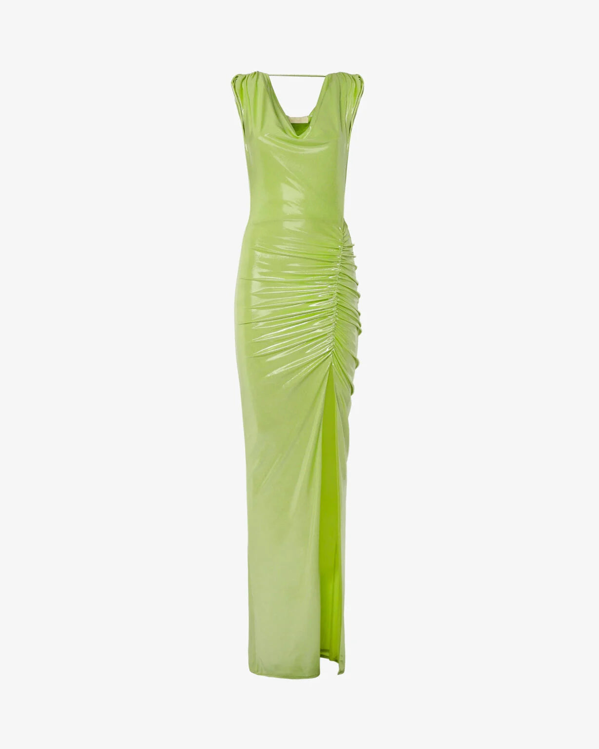 Long Drape Metallic Dress