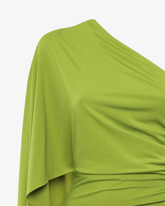 lime asymmetric mini party dress
