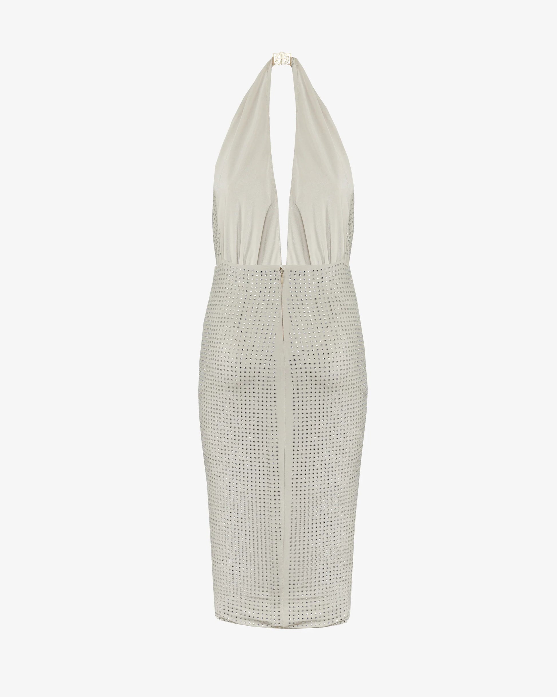 white rhinestone mini dress Almond White Halter Rhinestone Mini Dress