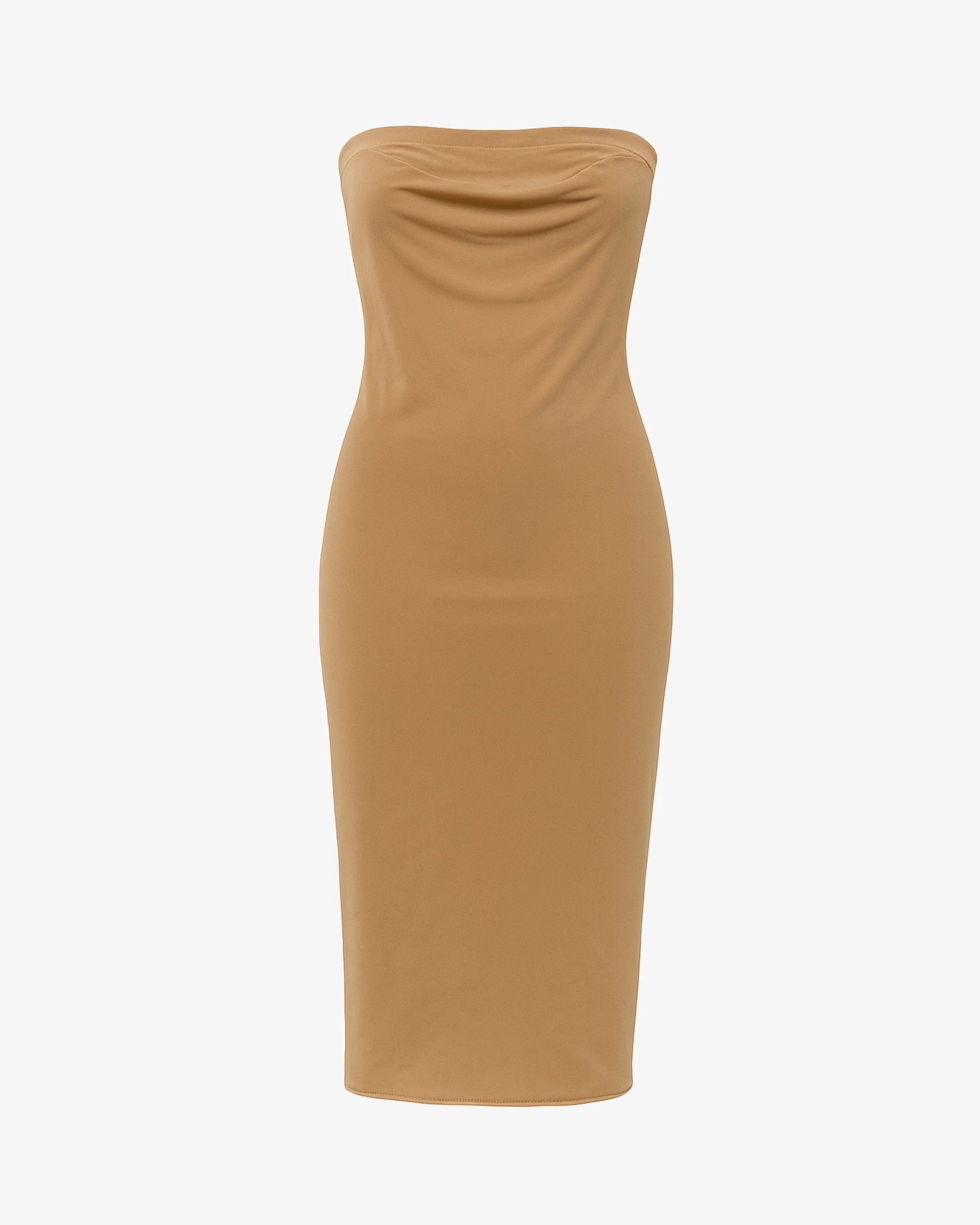 minimal midi dress caramel color