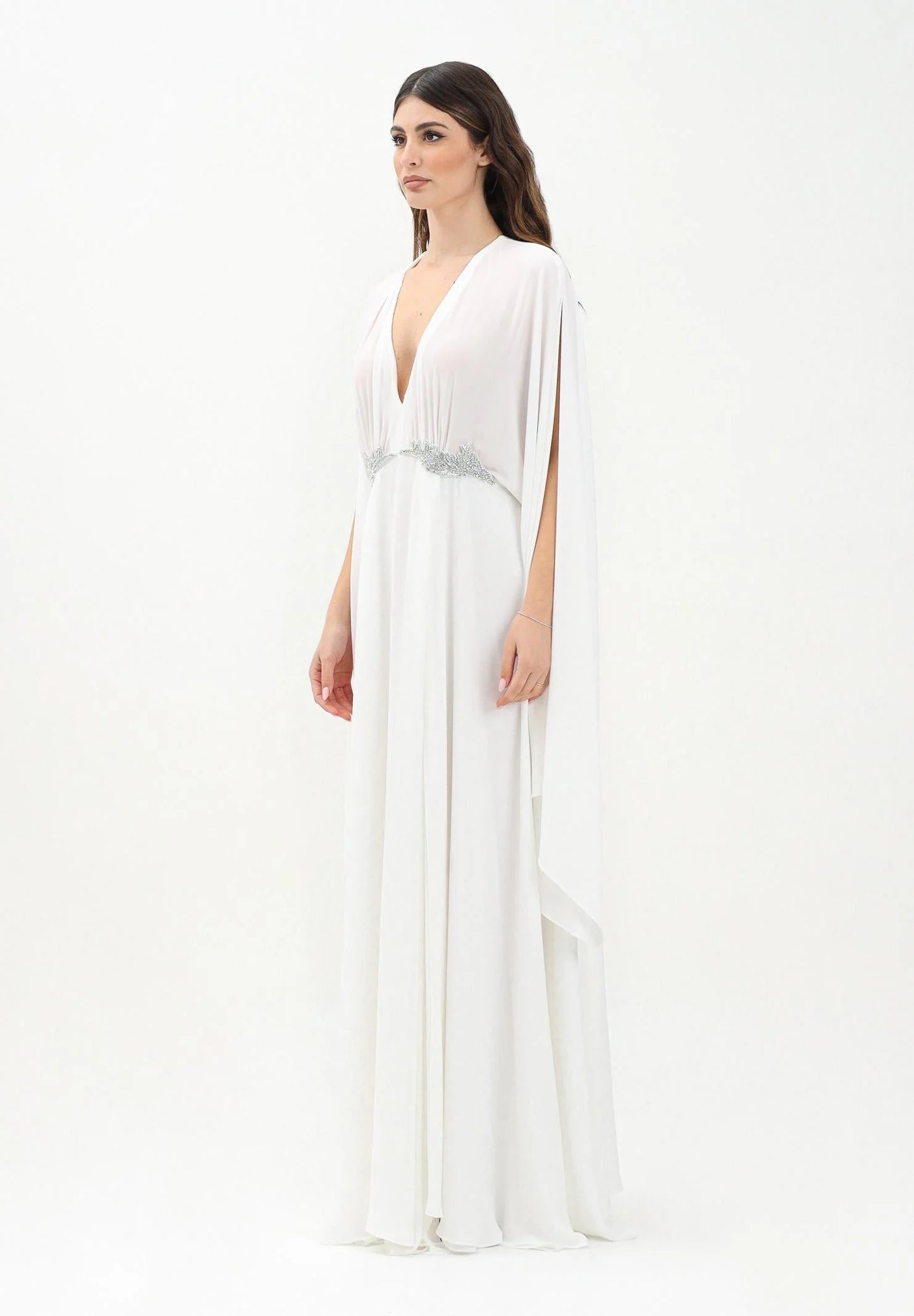 Long White Fluid Gown