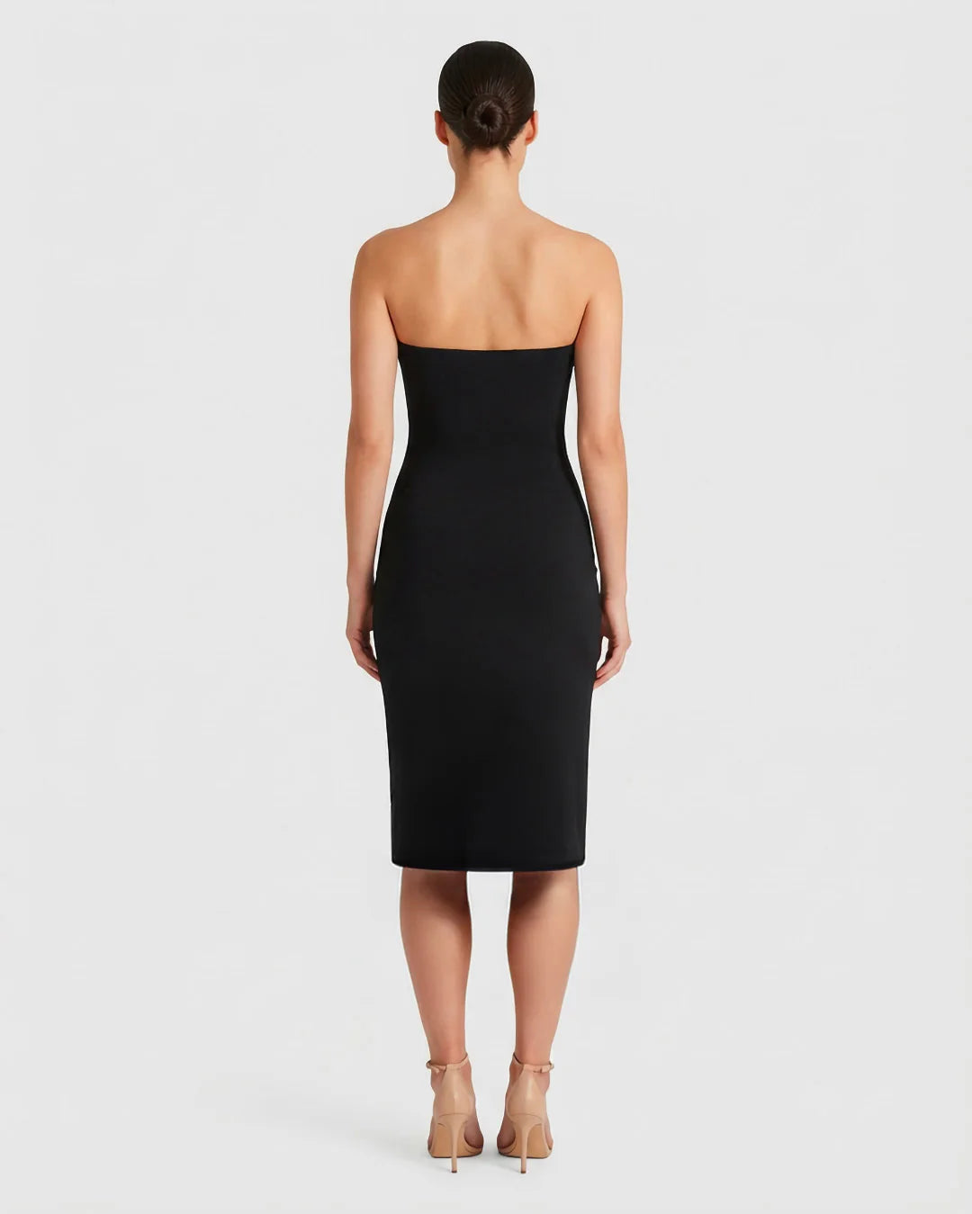 strapless black bodycon dress full length